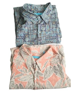 Tori Richard Lot 2 Hawaiian Shirts Men's 3XB Tropical Leaves USA Resort Cruise